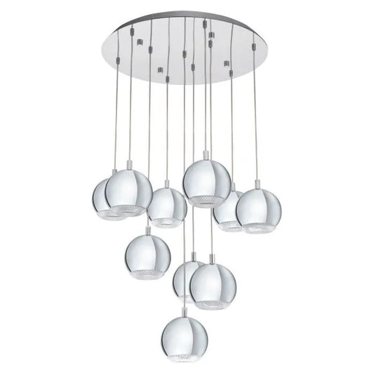 Chrome 10 light ceiling cluster pendant Eglo Conessa 95914 LED
