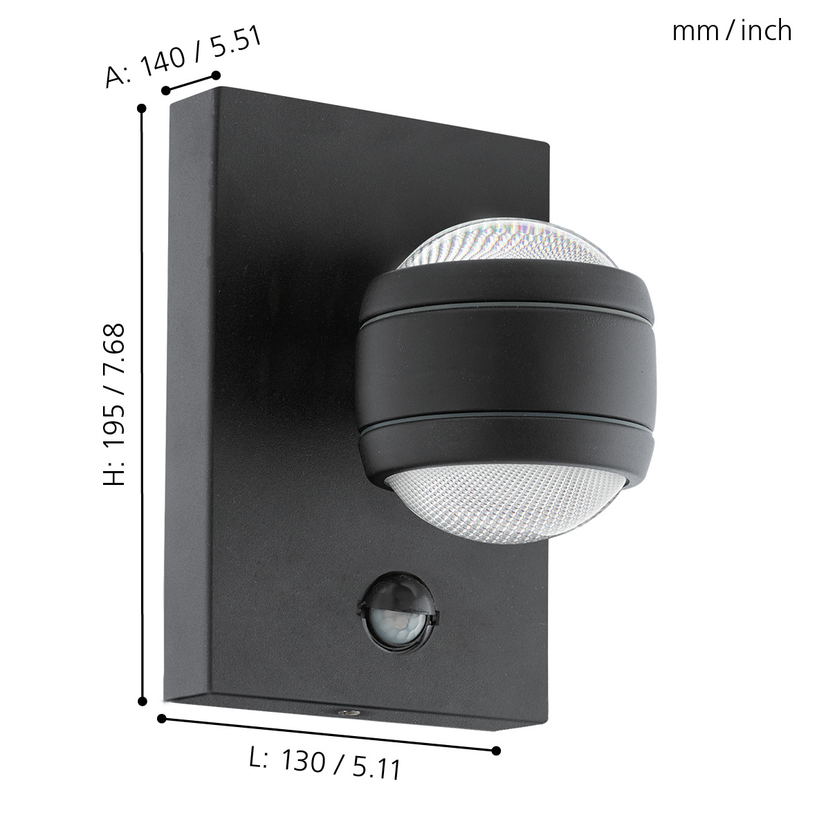 96021  SESIMBA 1 zinc-plated steel black / plastic clear wall light