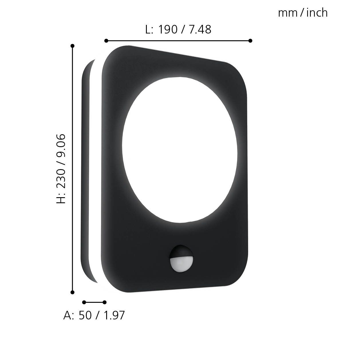 99584  Cast aluminum MADRIZ wall light in black and white plastic