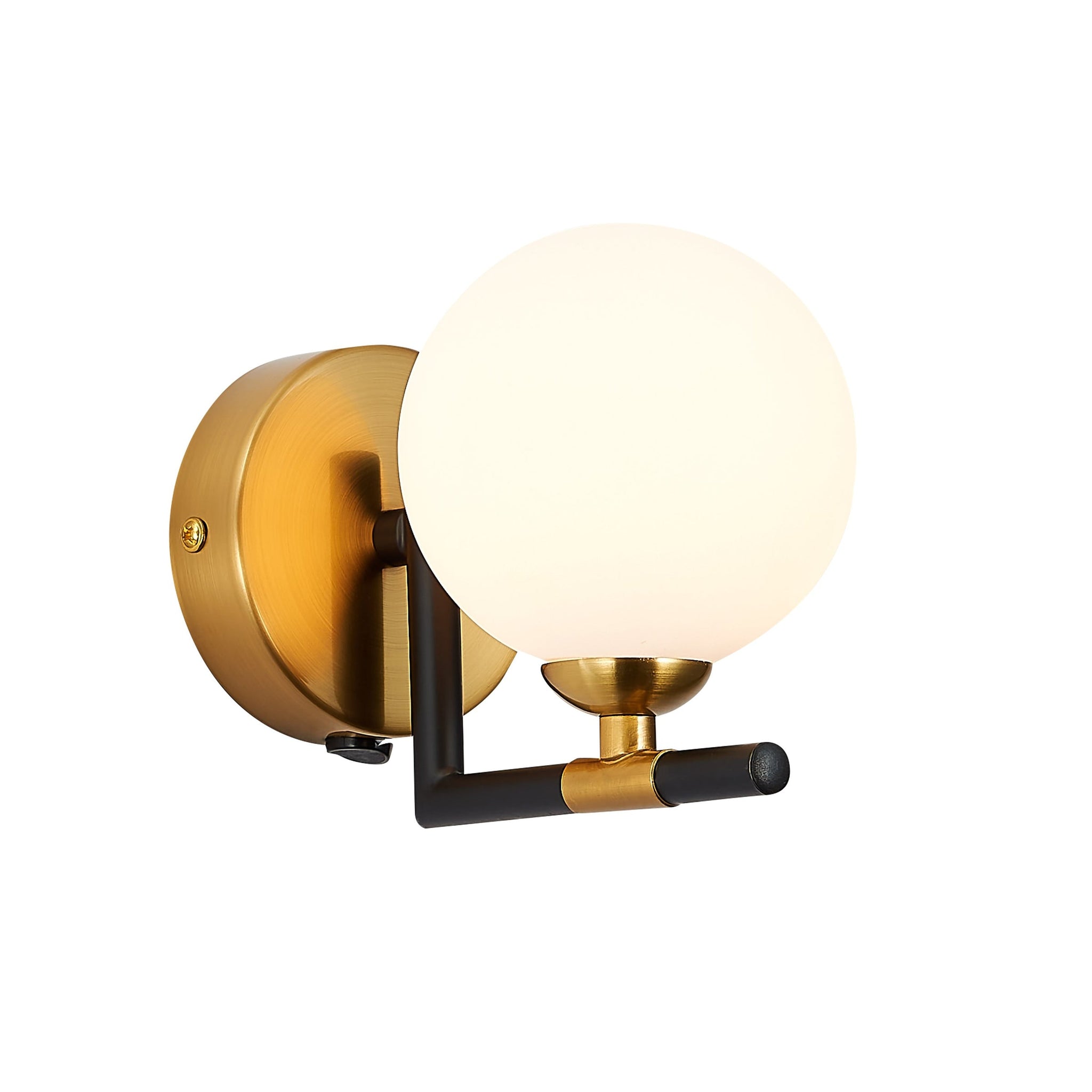 1 Bulb Wall Light in Matt Black and Antique Brass from LX-Batley LXBATL010MB1WAL