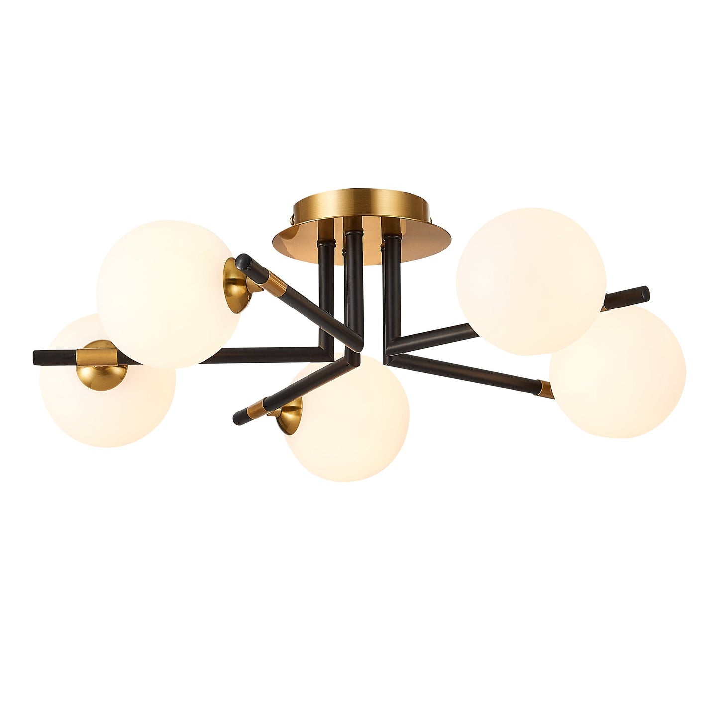 LX-Batley 5 Bulbs Matt Black Antique Brass Flush Ceiling Light LXBATL050MB5FLUS