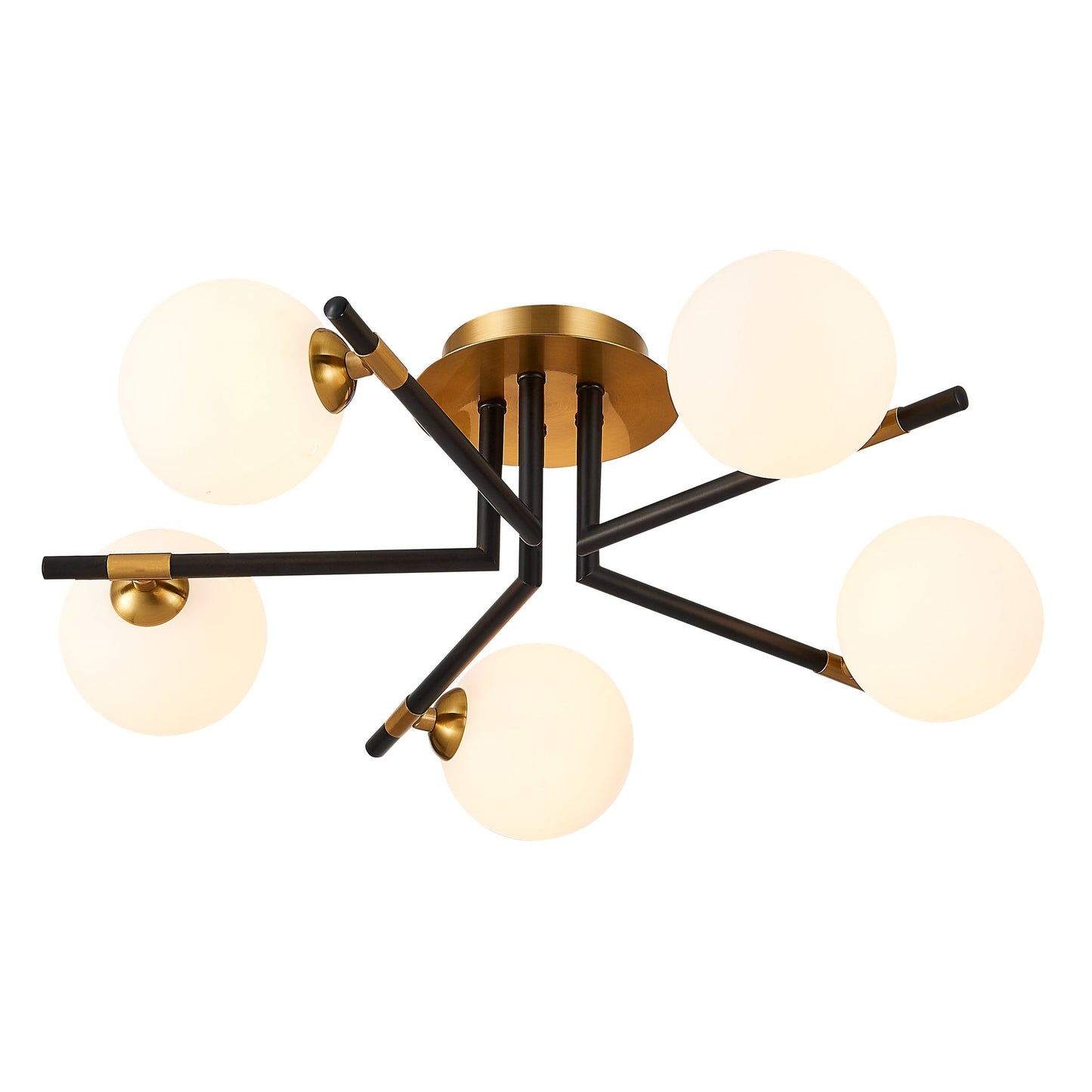 LX-Batley 5 Bulbs Matt Black Antique Brass Flush Ceiling Light LXBATL050MB5FLUS