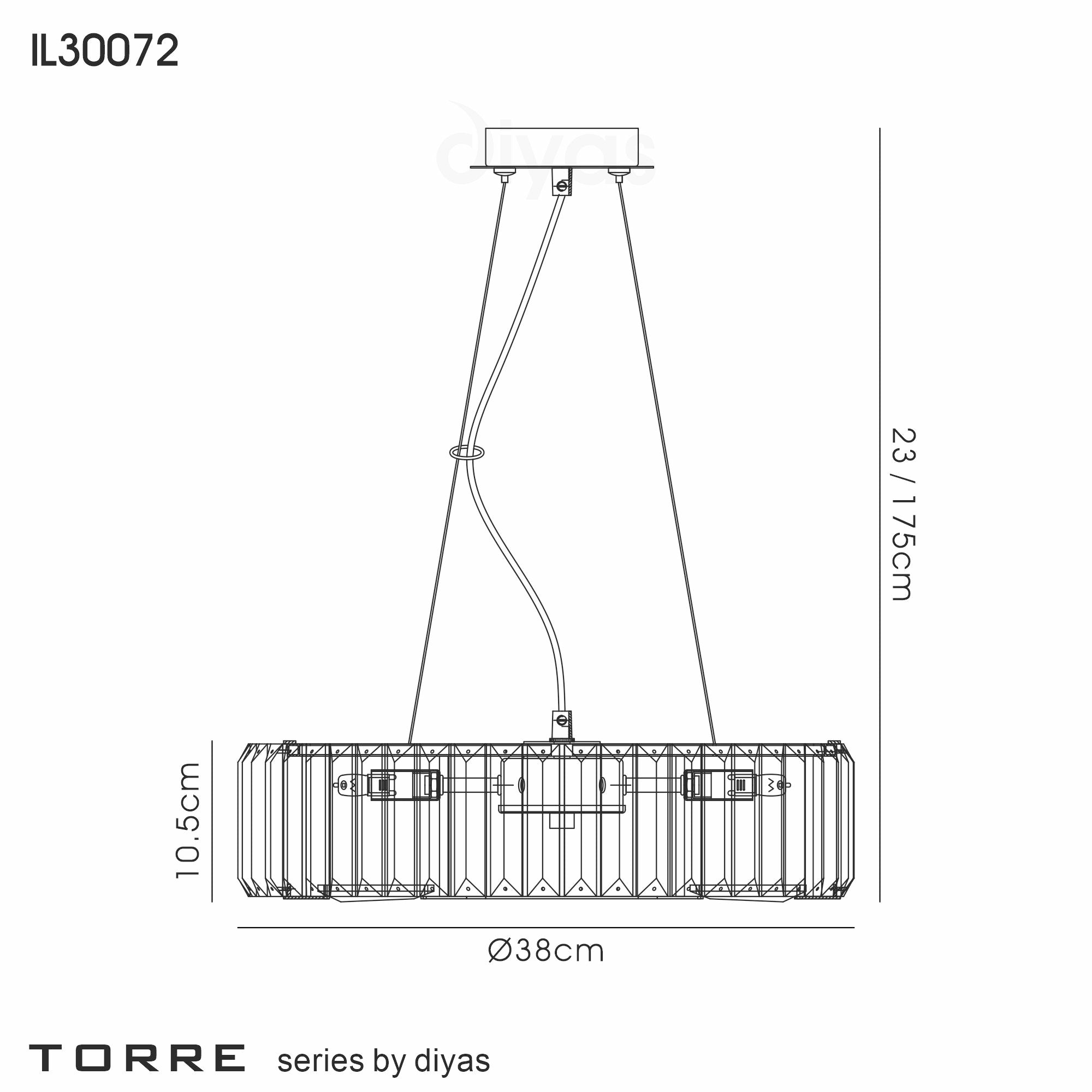 Torre Crystal 5 Light Pendant with Polished Chrome Frame by Diyas IL30072