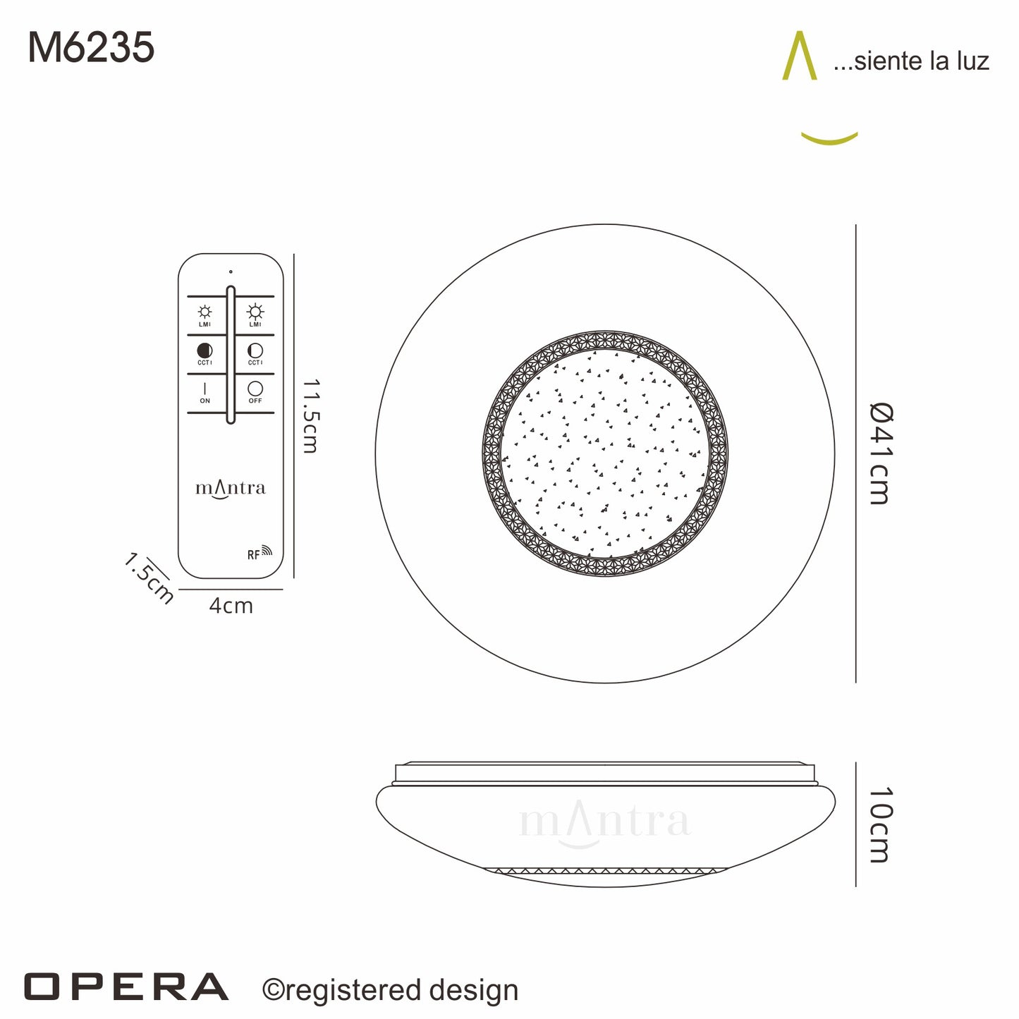 M6235 Mantra Opera Crystal LED Ceiling Flush White