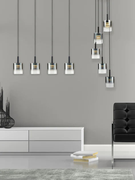 LX-Roundhay LXROUN071BL4DECO 4 Smoked Glass Shade Bulbs Decorative Ceiling Pendant Light
