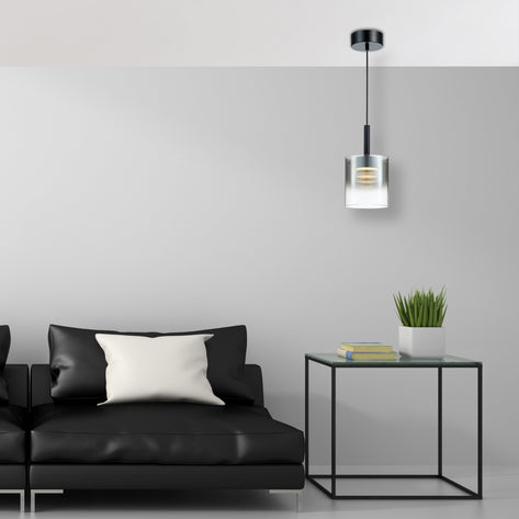 LX-Roundhay LXROUN016BL1PEND 1 Smoked Glass Shade Bulb Decorative Ceiling Pendant Light