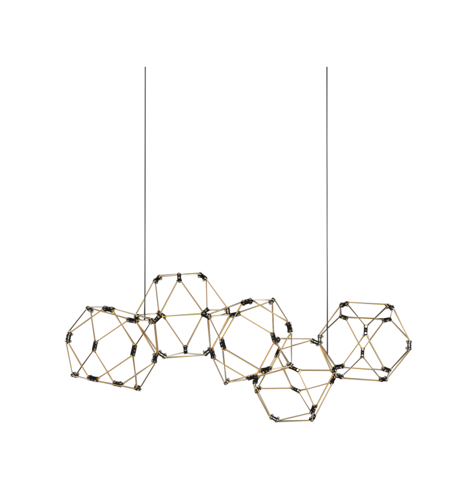 Brass 5-Prism Linear Pendant in Stainless Steel (MD18001068-5ABRS) by Lucciola