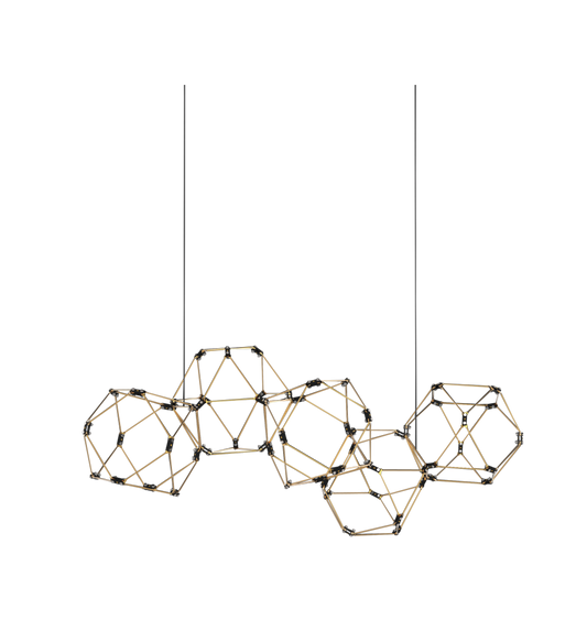 Brass 5-Prism Linear Pendant in Stainless Steel (MD18001068-5ABRS) by Lucciola