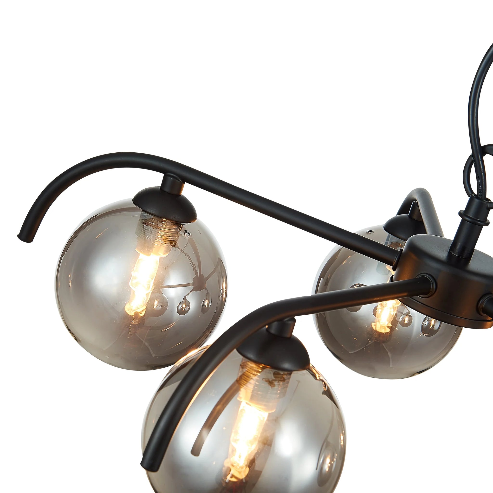 Otley 5 Black Flush Ceiling Light with Smoked Glass Globe Bulbs LX-OTLE051BL5FLUS.SR