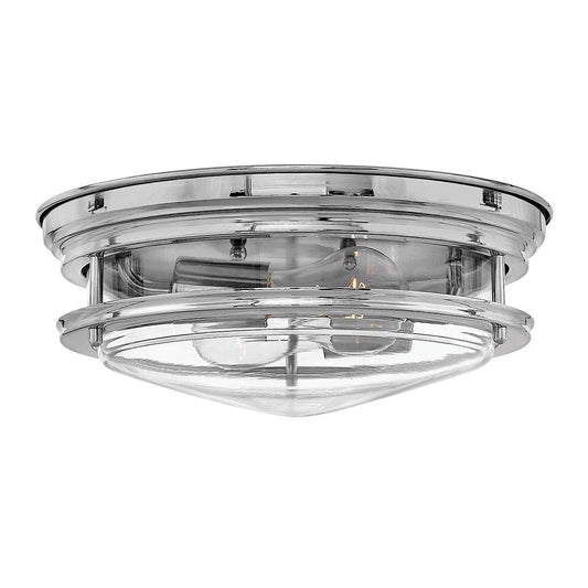 Quintessentiale QN-HADRIAN-FS-CM-CLEAR Hadrian 2 Light Flush Ceiling Fitting Chrome with Clear Glass IP44
