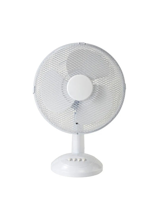 White 3-Speed Oscillating Airo 12-inch Desk Fan D0433