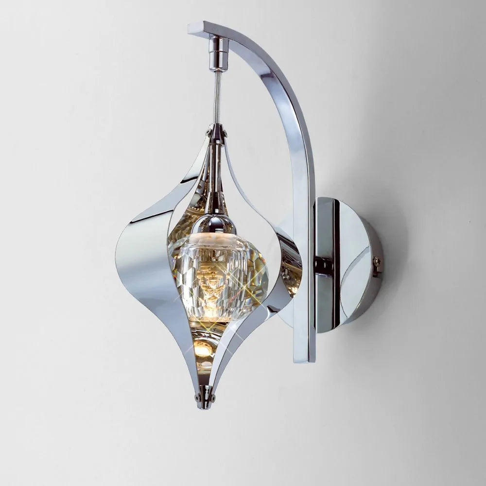 Diyas IL30581 Amano Switched 1 Light Polished Chrome Crystal Wall Lamp