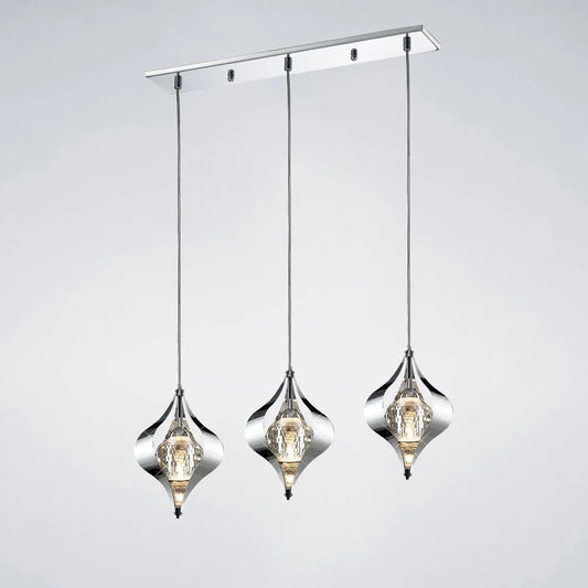 Amano Pendant Line 3 Light Polished Chrome Crystal Diyas IL30583