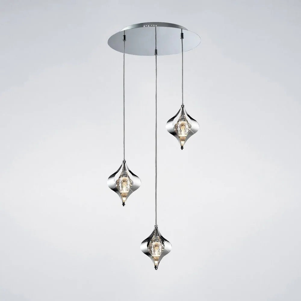 Amano Pendant Round 3 Light Polished Chrome Crystal Diyas IL30584