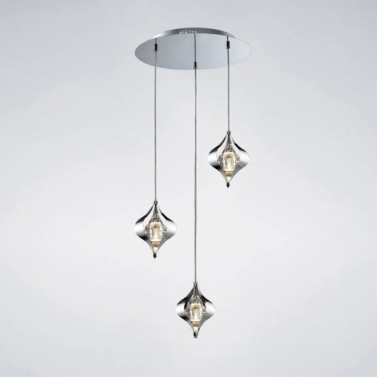 Amano Pendant Round 3 Light Polished Chrome Crystal Diyas IL30584