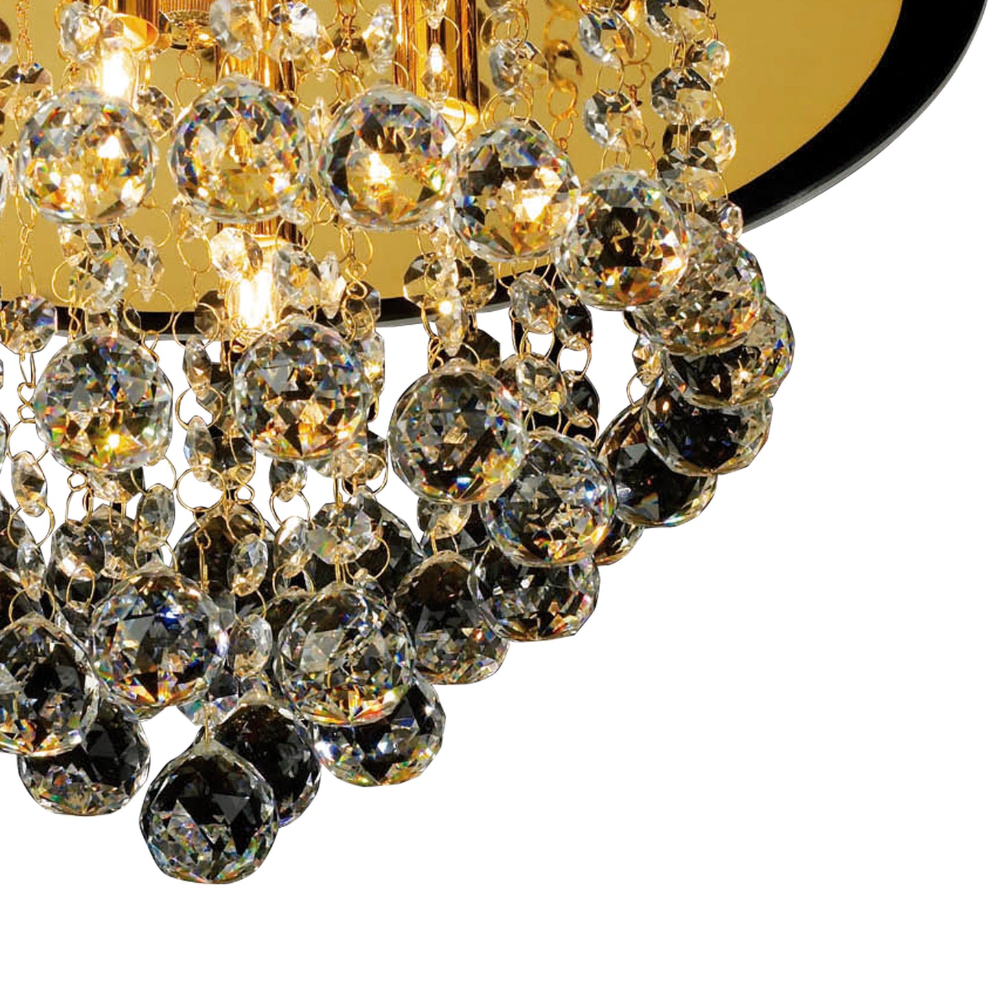 IL30208 Atla 4 Light Flush Ceiling Fitting in French Gold/Crystal by Diyas
