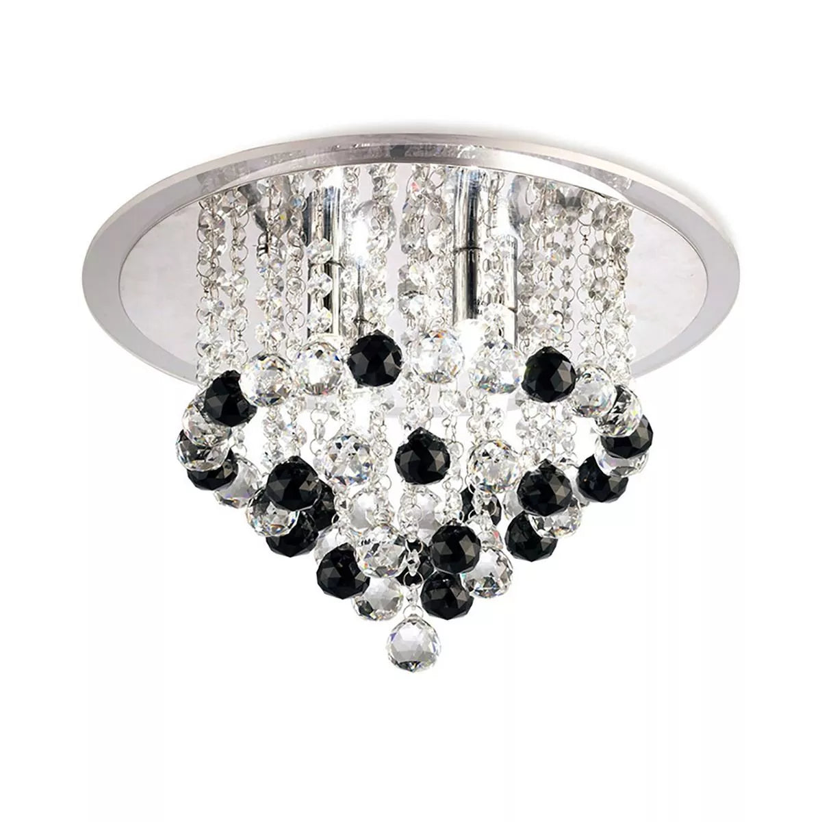 Diyas IL30009BL Atla Ceiling 6 Light Polished Chrome/Acrylic Trim/Crystal Includes 25 Extra Black Crystal Spheres