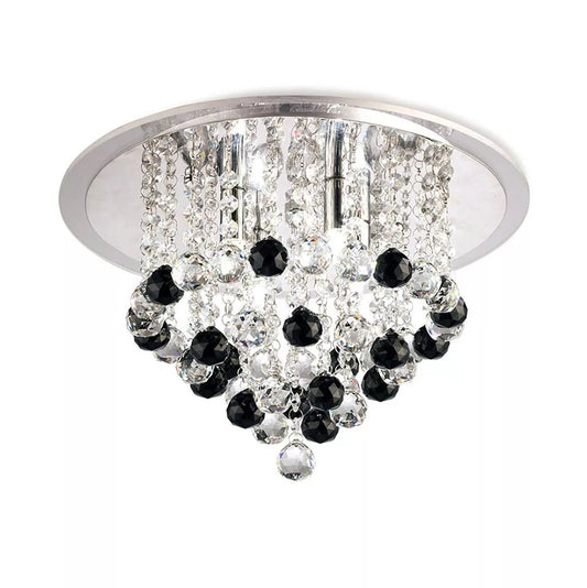 Diyas IL30009BL Atla Ceiling 6 Light Polished Chrome/Acrylic Trim/Crystal Includes 25 Extra Black Crystal Spheres