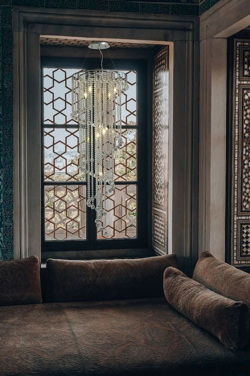 Diyas IL30098 Atla 9 Light Polished Chrome/Crystal Pendant