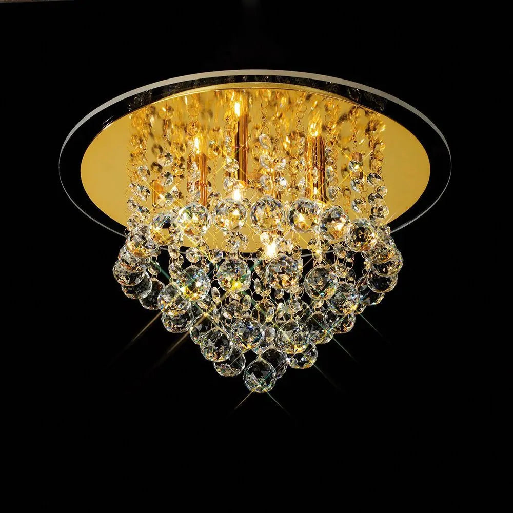IL30208 Atla 4 Light Flush Ceiling Fitting in French Gold/Crystal by Diyas