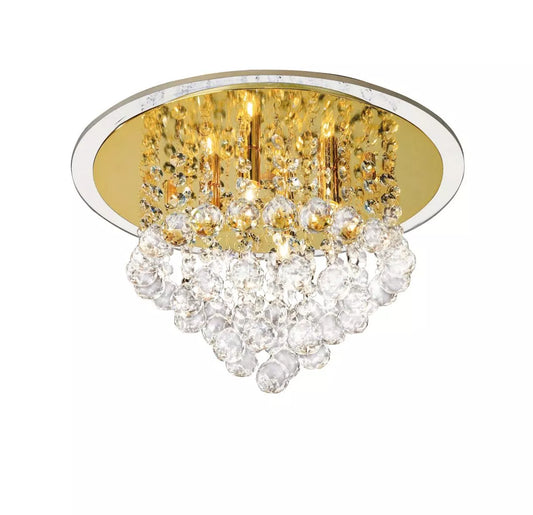 IL30208 Atla 4 Light Flush Ceiling Fitting in French Gold/Crystal by Diyas