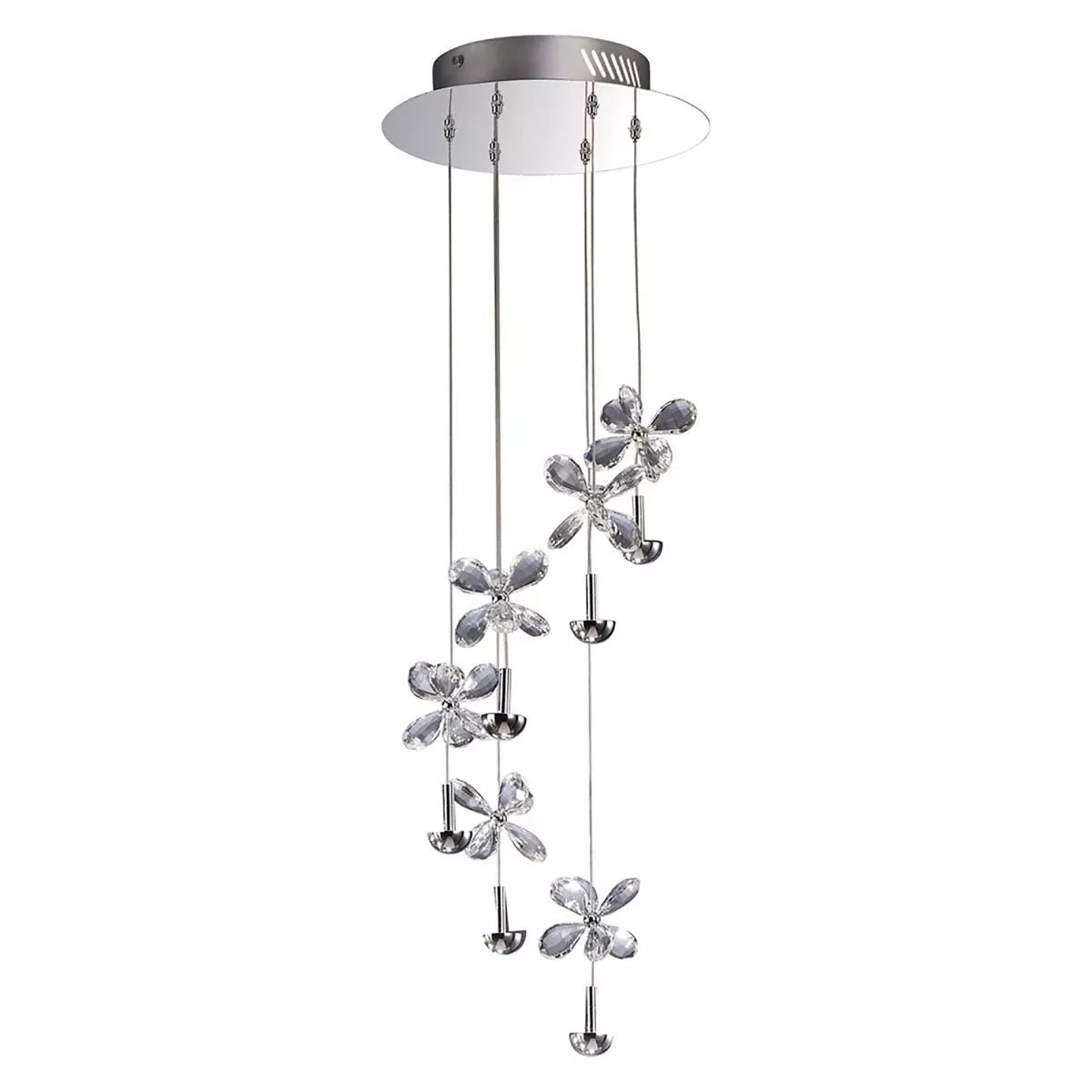 Aviva LED Crystal Spiral Pendant 6 Light 4000K LED Polished Chrome Frame Diyas IL31141