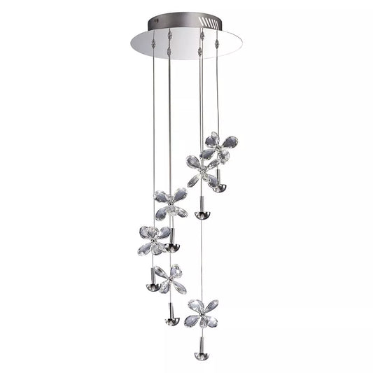 Aviva LED Crystal Spiral Pendant 6 Light 4000K LED Polished Chrome Frame Diyas IL31141