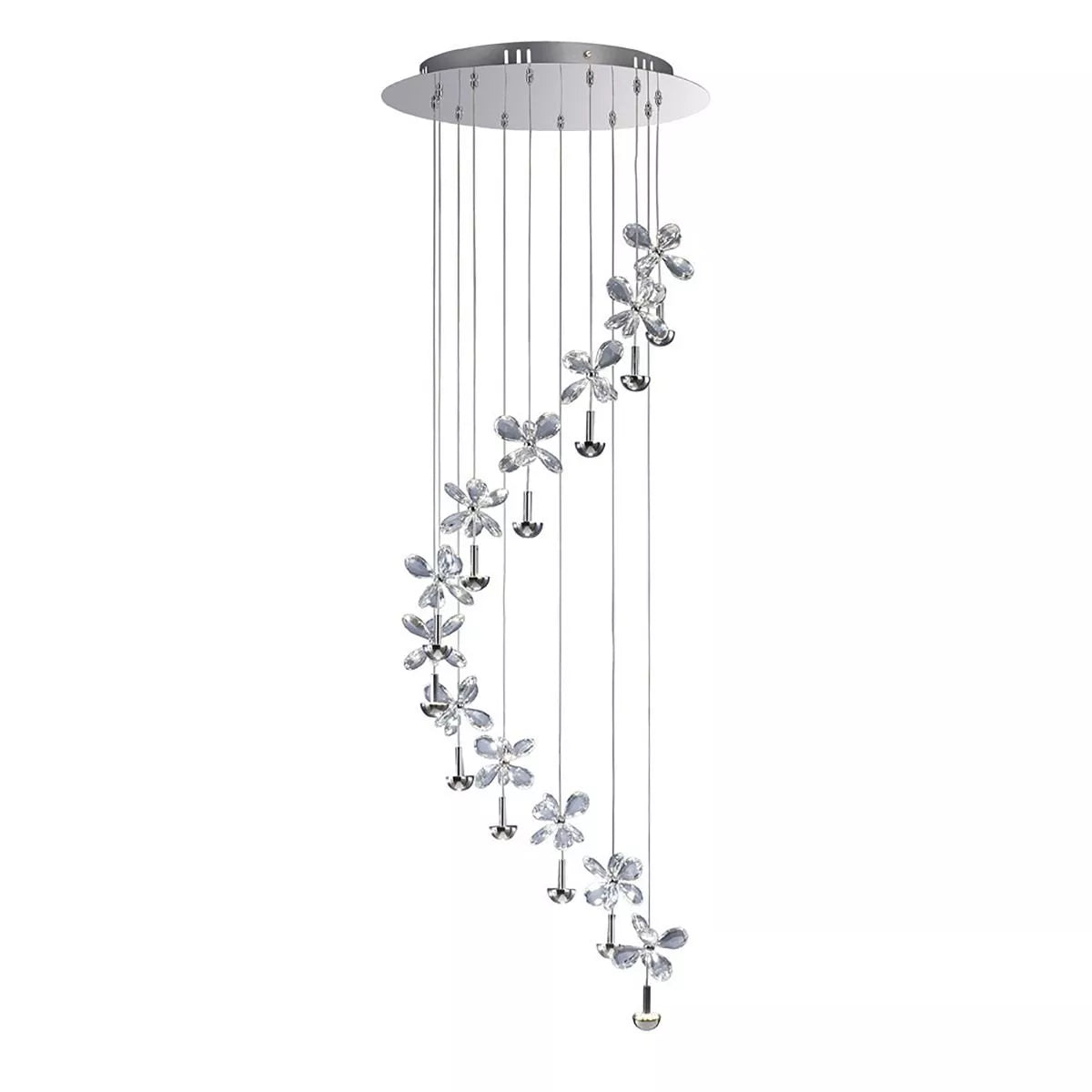 Diyas IL31143 Aviva 12 Light 4000K LED Polished Chrome Frame LED Crystal Spiral Pendant