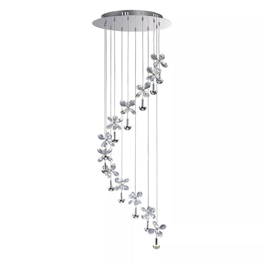 Diyas IL31143 Aviva 12 Light 4000K LED Polished Chrome Frame LED Crystal Spiral Pendant