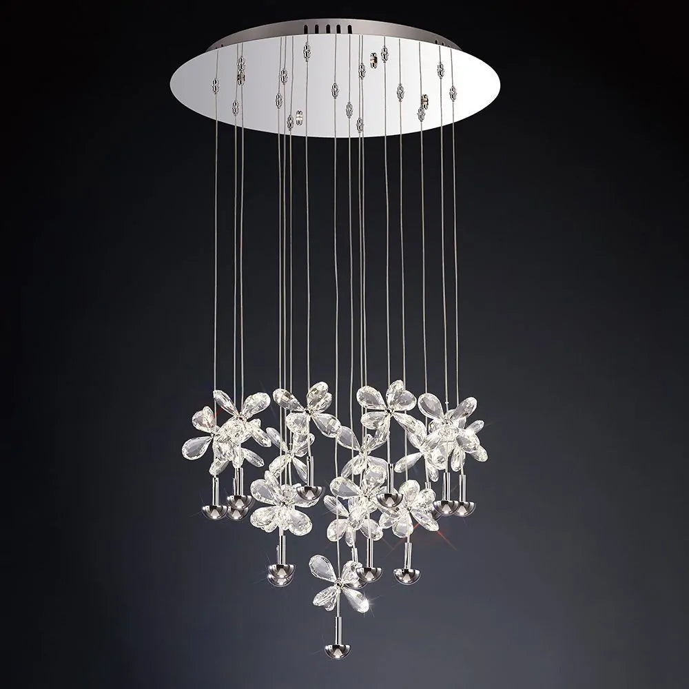 Diyas IL31146 Aviva 16 Light 4000K Polished Chrome Frame LED Crystal Pendant