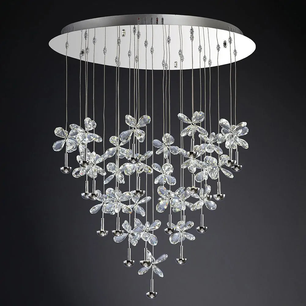 Aviva LED Crystal Pendant 28 Light 4000K Polished Chrome Frame Diyas IL31147
