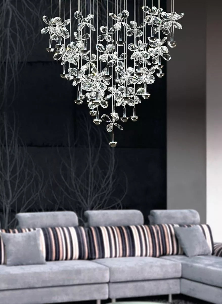 Aviva LED Crystal Pendant 28 Light 4000K Polished Chrome Frame Diyas IL31147