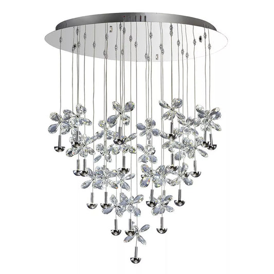 Aviva LED Crystal Pendant 28 Light 4000K Polished Chrome Frame Diyas IL31147