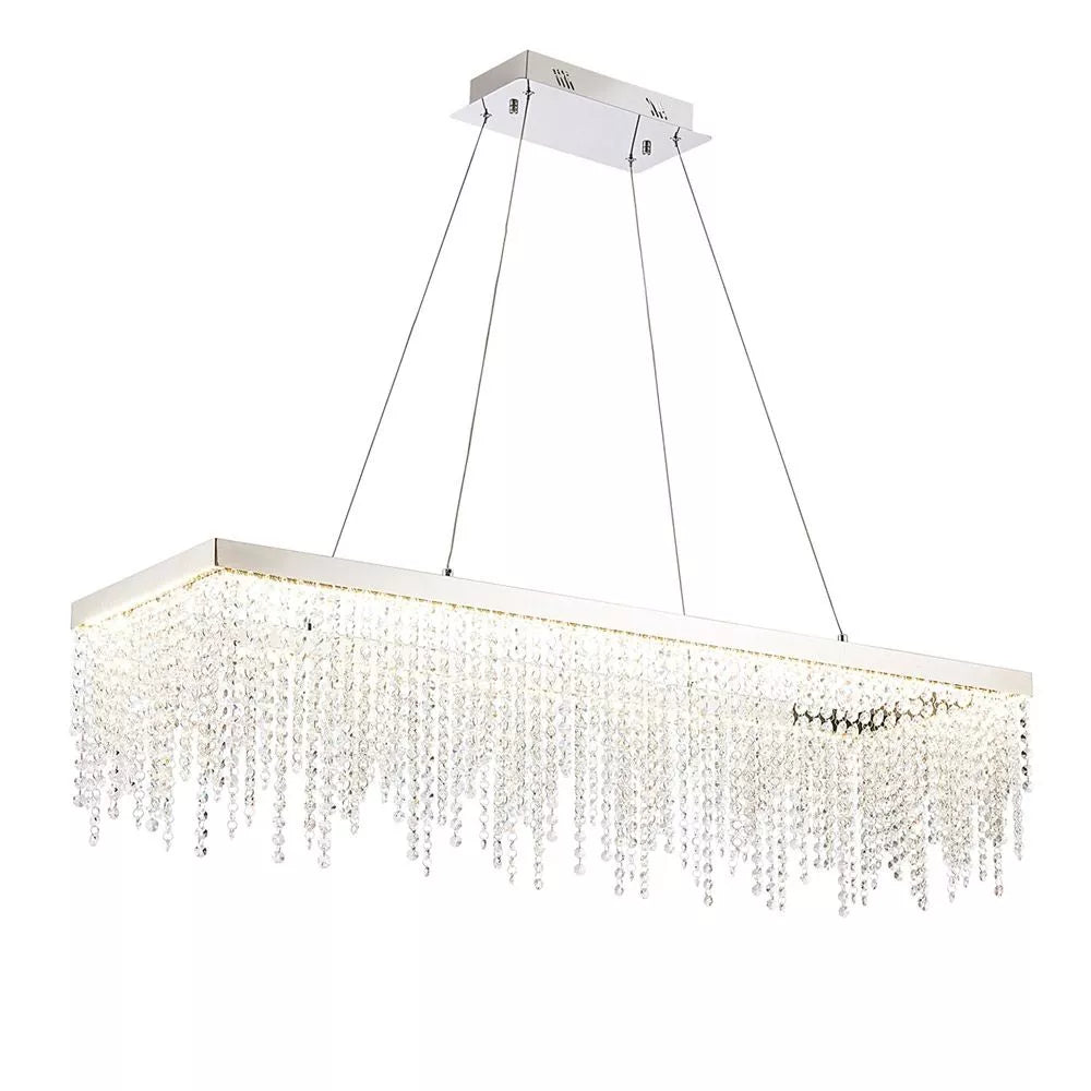 Dimmable Diyas Bano Rectangular Pendant, 40W LED, 4000K Polished Chrome, IL32864