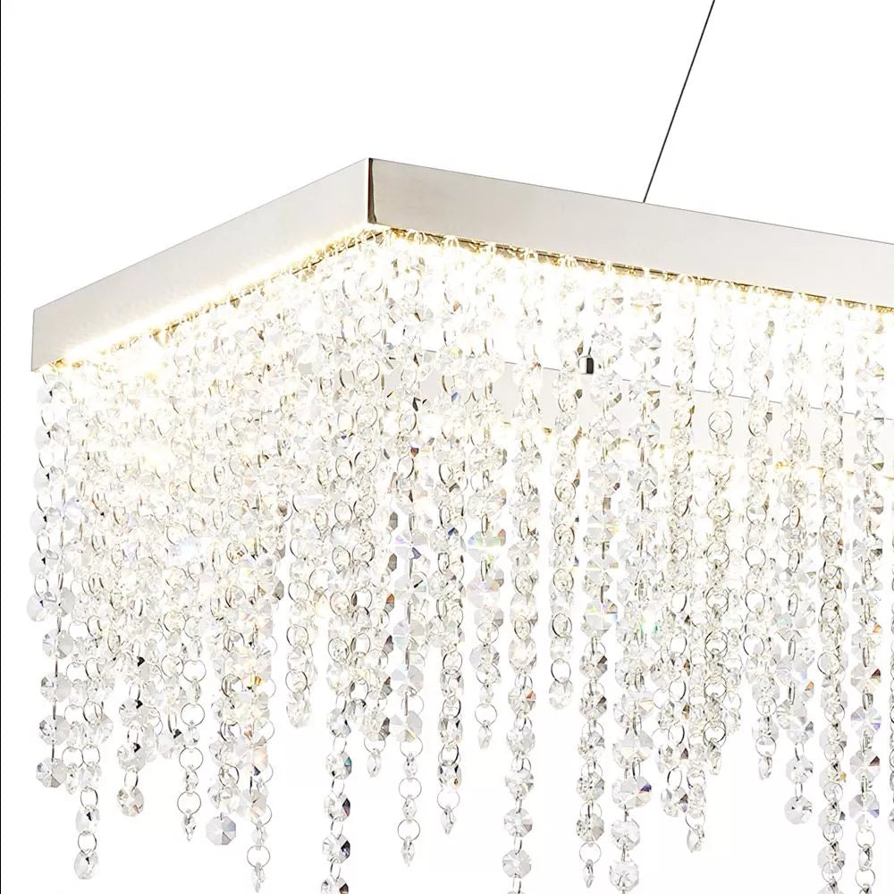 Dimmable Diyas Bano Rectangular Pendant, 40W LED, 4000K Polished Chrome, IL32864