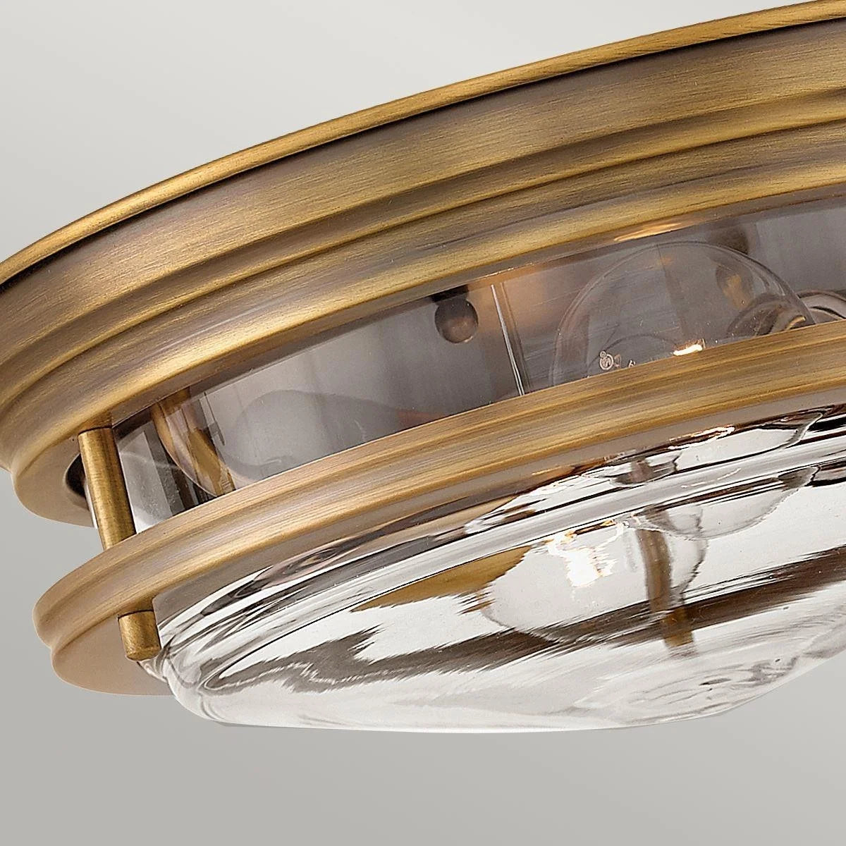 Quintessentiale QN-HADRIAN-FS-BR-CLEAR Hadrian 2 Light Flush Ceiling Fitting with Clear Glass and Brushed Bronze IP44