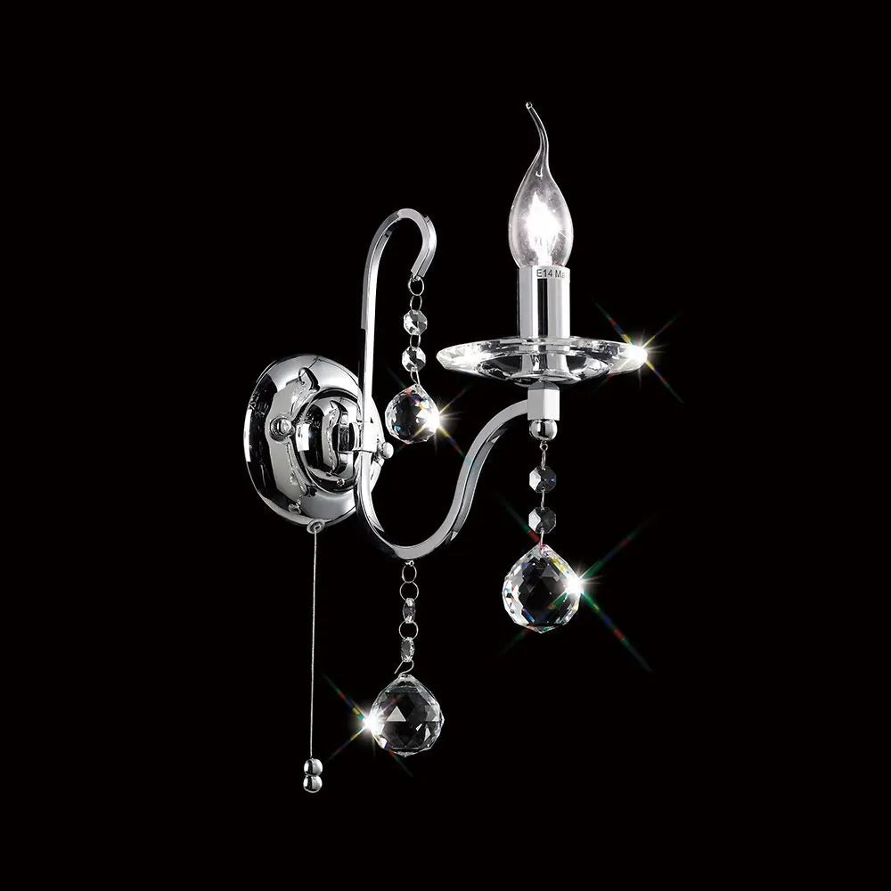 Diyas IL30111 Bianco Switched 1 Light Polished Chrome Crystal Wall Lamp