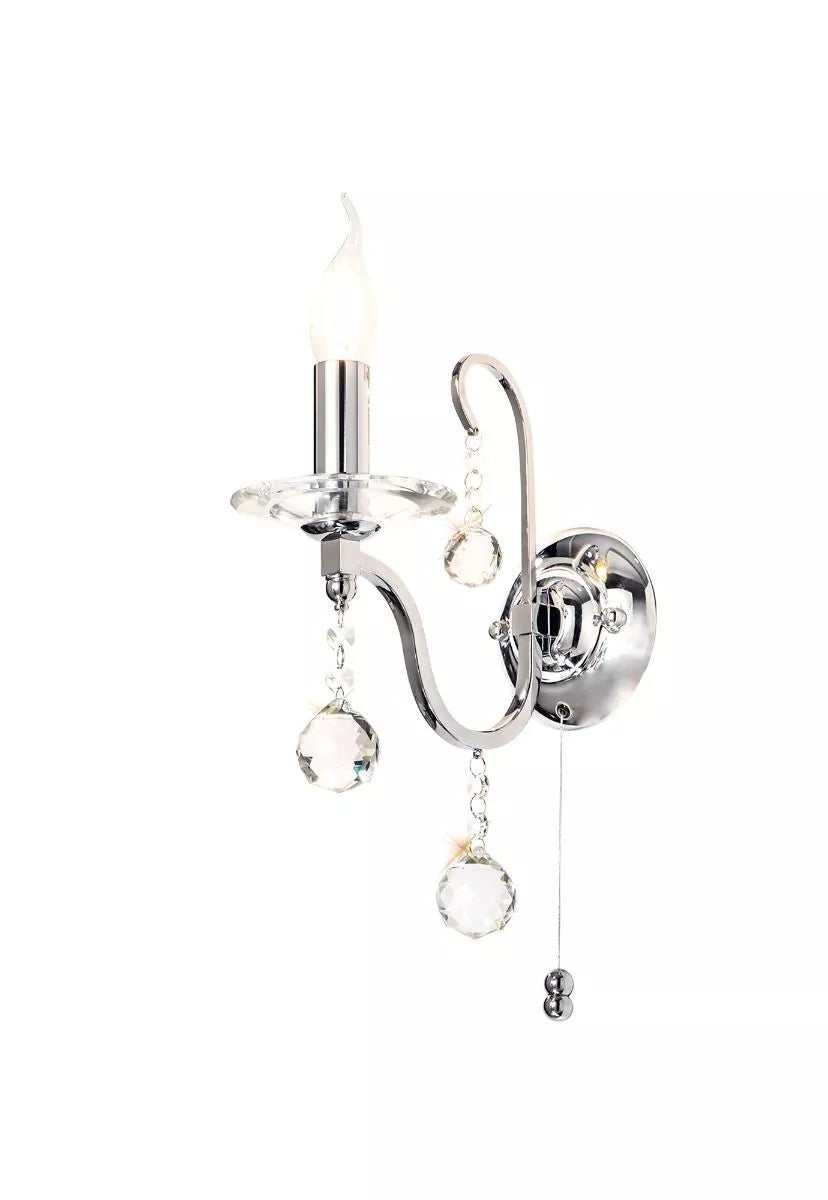 Diyas IL30111 Bianco Switched 1 Light Polished Chrome Crystal Wall Lamp