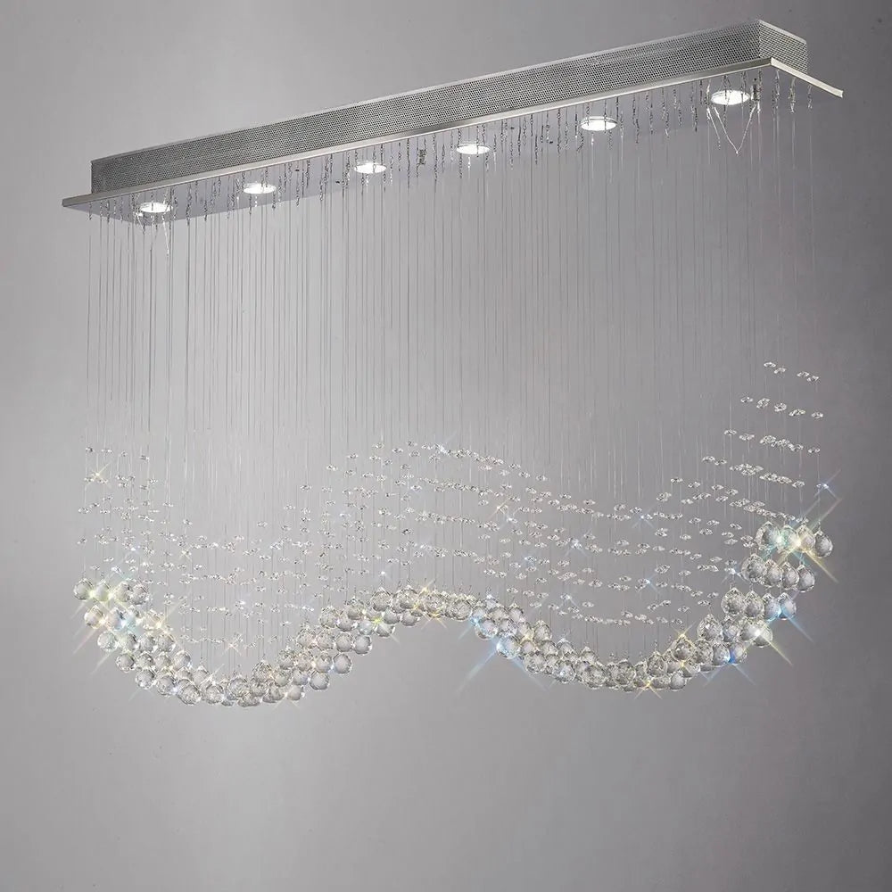 IL31380 Diyas Colorado 6 Light Line Pendant in Polished Chrome/Crystal