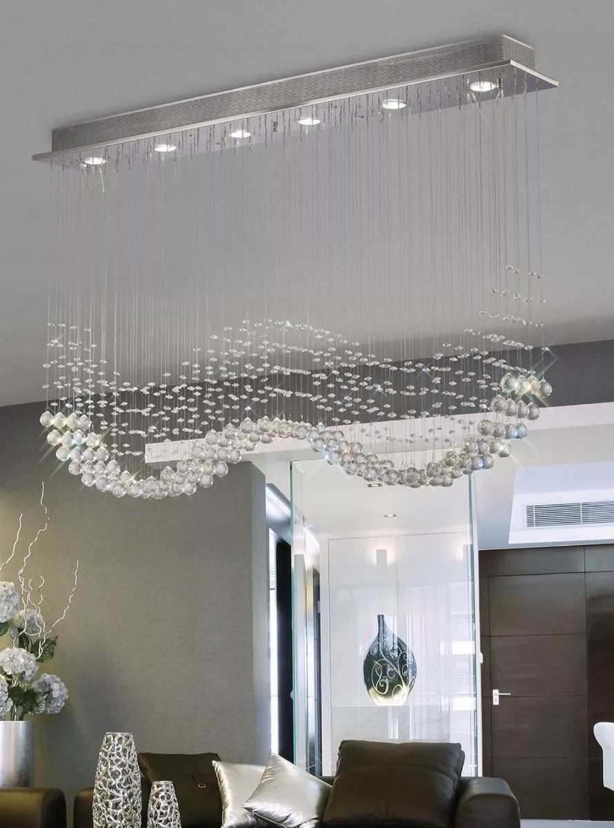IL31380 Diyas Colorado 6 Light Line Pendant in Polished Chrome/Crystal