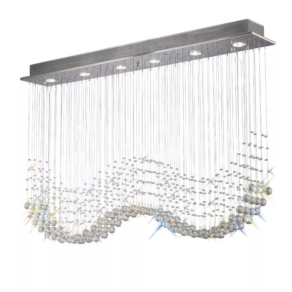 IL31380 Diyas Colorado 6 Light Line Pendant in Polished Chrome/Crystal