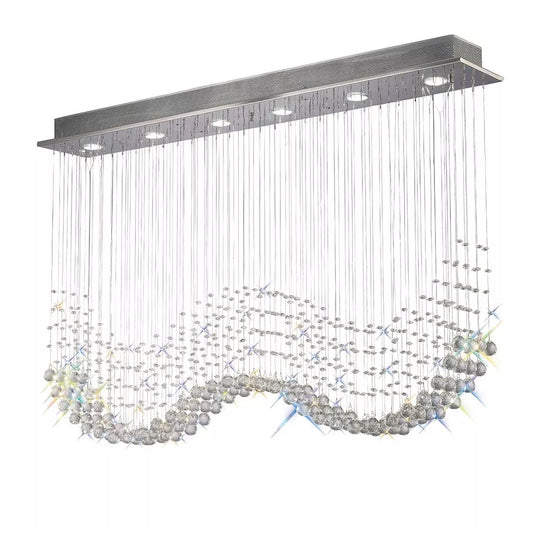 IL31380 Diyas Colorado 6 Light Line Pendant in Polished Chrome/Crystal