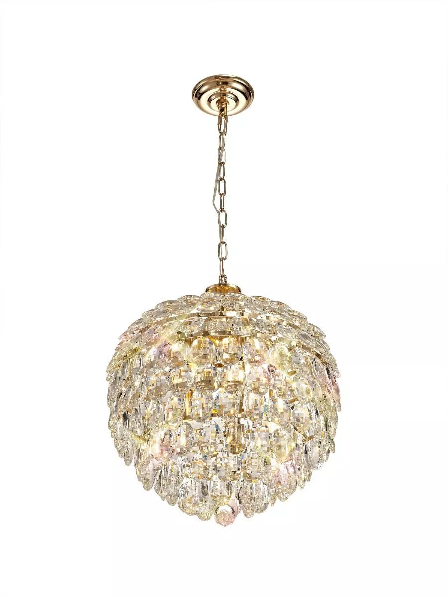 Crystal 6 Light Medium Pendant Gold Frame Diyas Coniston IL32804