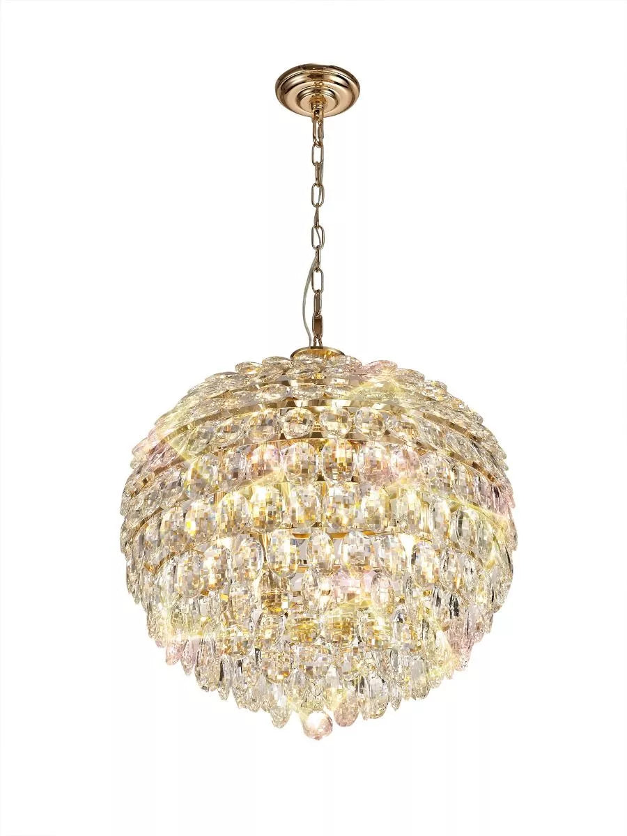 Crystal 9 Light Large Pendant Gold Frame Diyas Coniston IL32805