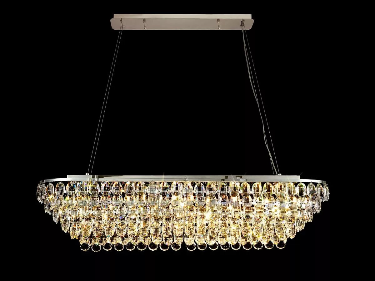 Coniston Linear Bar Pendant 14 Light Polished Chrome/Crystal by Diyas IL32822