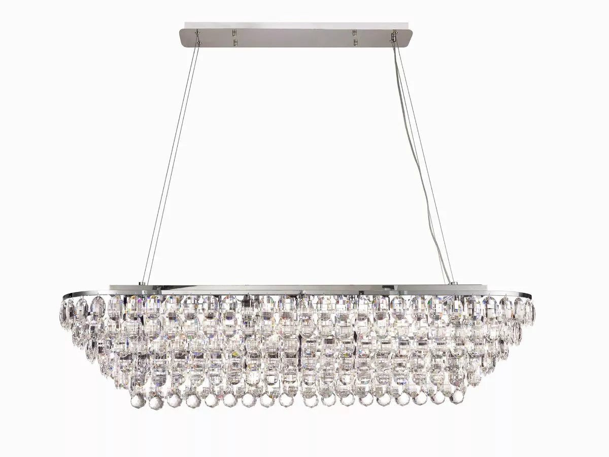 Coniston Linear Bar Pendant 14 Light Polished Chrome/Crystal by Diyas IL32822