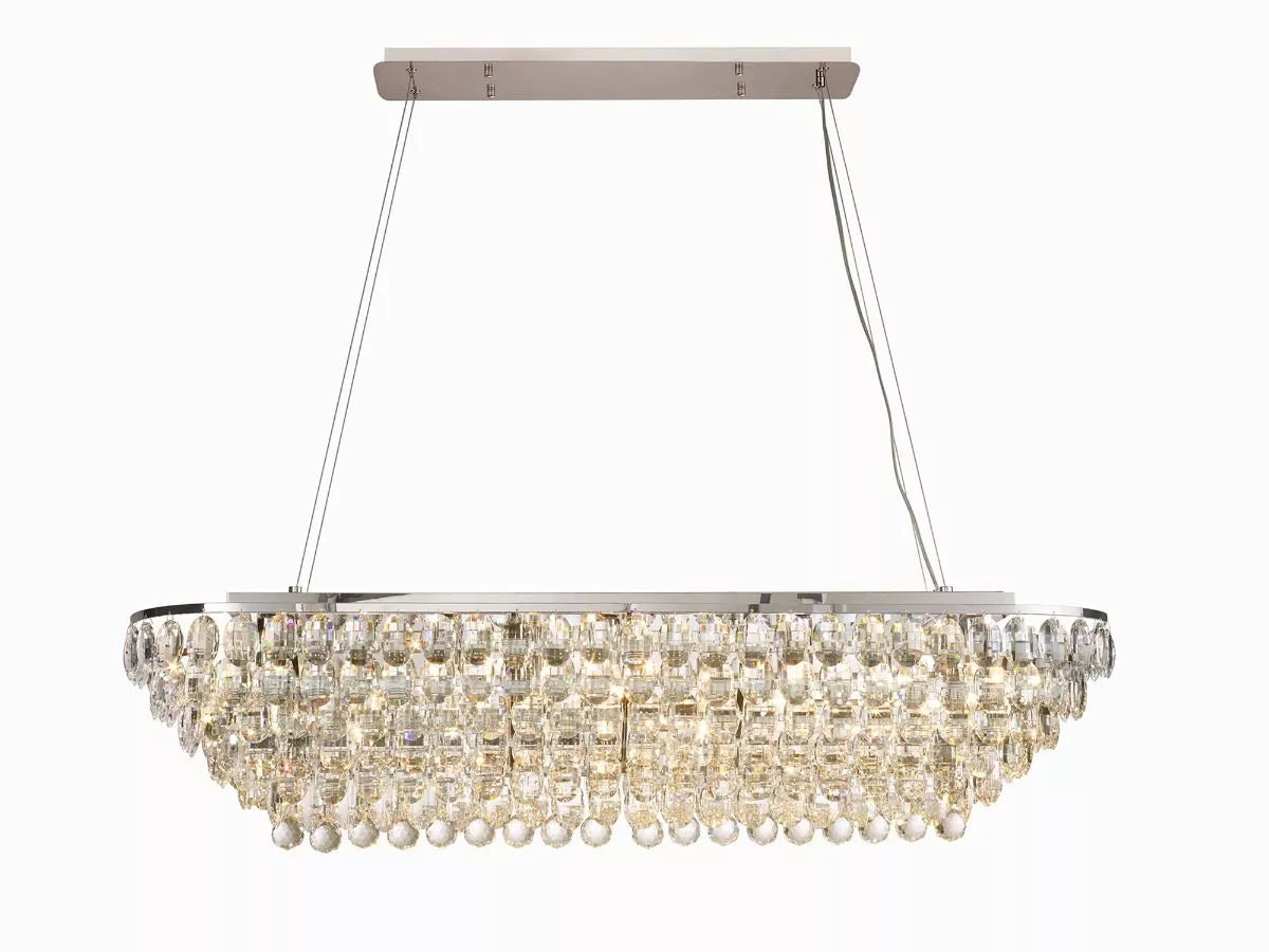 Coniston Linear Bar Pendant 14 Light Polished Chrome/Crystal by Diyas IL32822