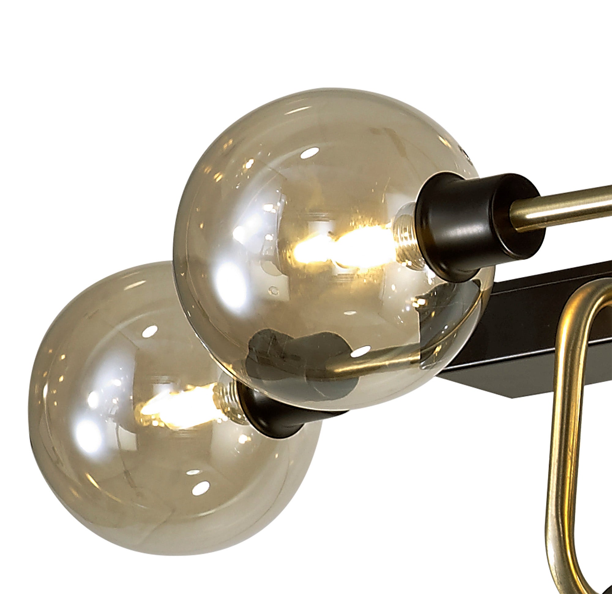 Lexis Lighting LX8296 Delon Fixed Pendant Ceiling, 10 Light G9, Matt Black/Antique Brass/Cognac Glass