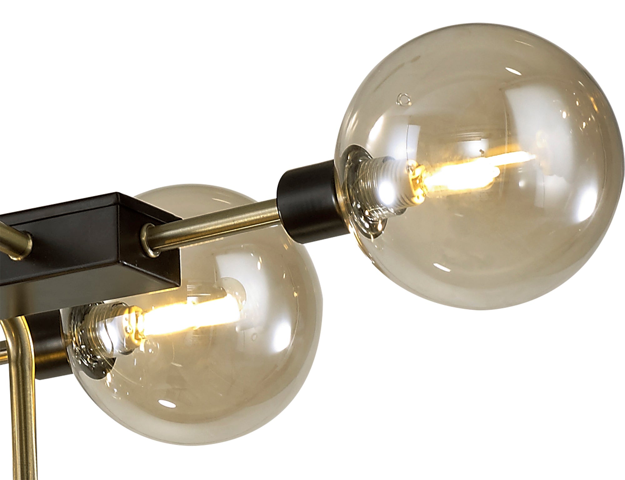Lexis Lighting LX8296 Delon Fixed Pendant Ceiling, 10 Light G9, Matt Black/Antique Brass/Cognac Glass