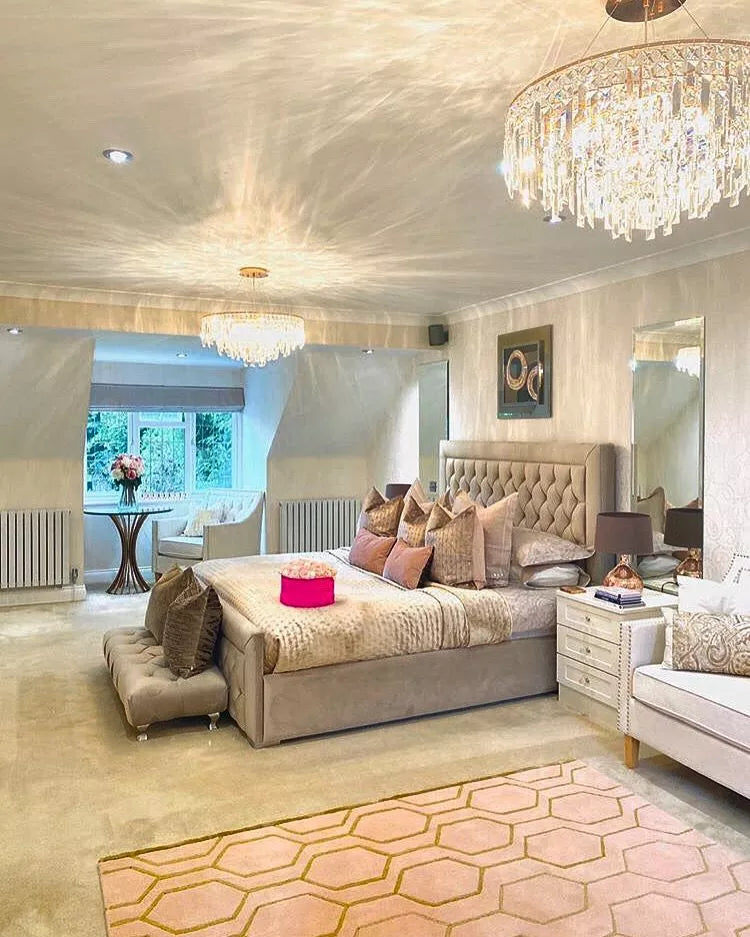 Diyas IL31816 Maddison Pendant Round 8 Light G9 Rose Gold/Crystal